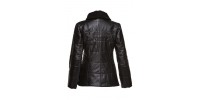 Quilted coat in lamb leather  with persian sheepskin collar.